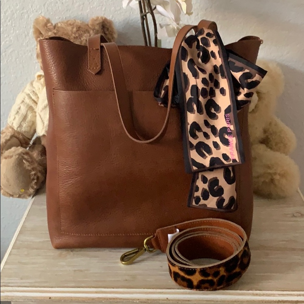 Madewell brown leather transport tote